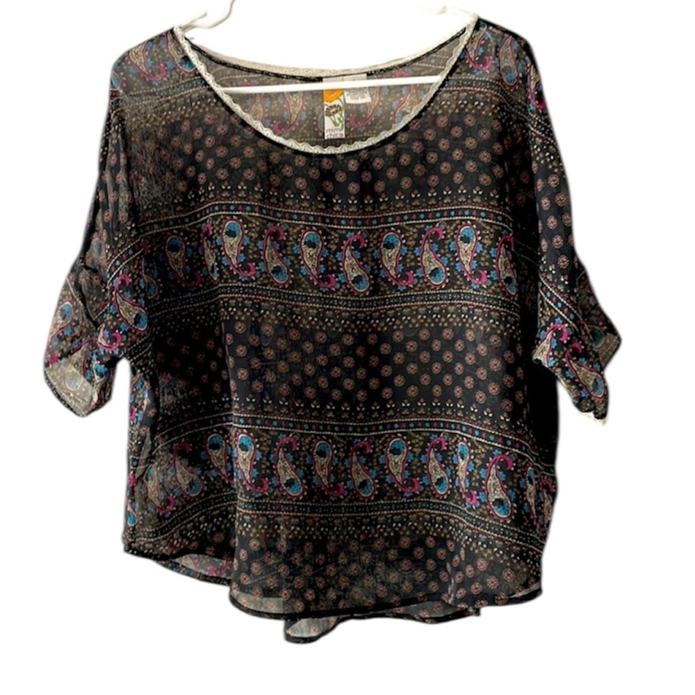 Mimi Chica sheer paisley print blouse